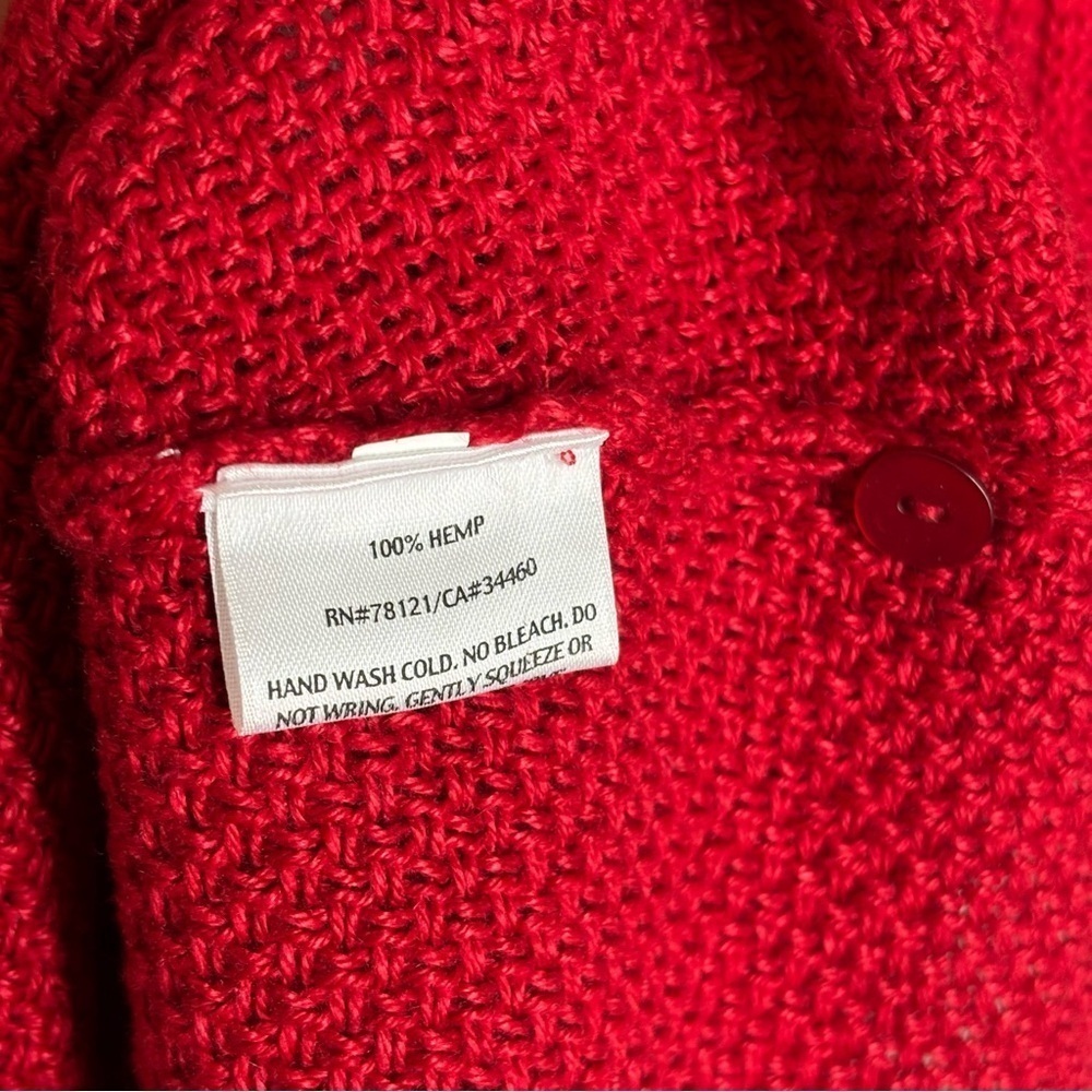 Eileen Fisher XS Italian Yarn - 100% Hemp Half Sleeve Knit Cardigan Red - Picture 5 of 5
